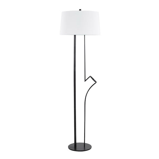 LumiSource Shadow Floor Lamp in Black Steel/White Linen