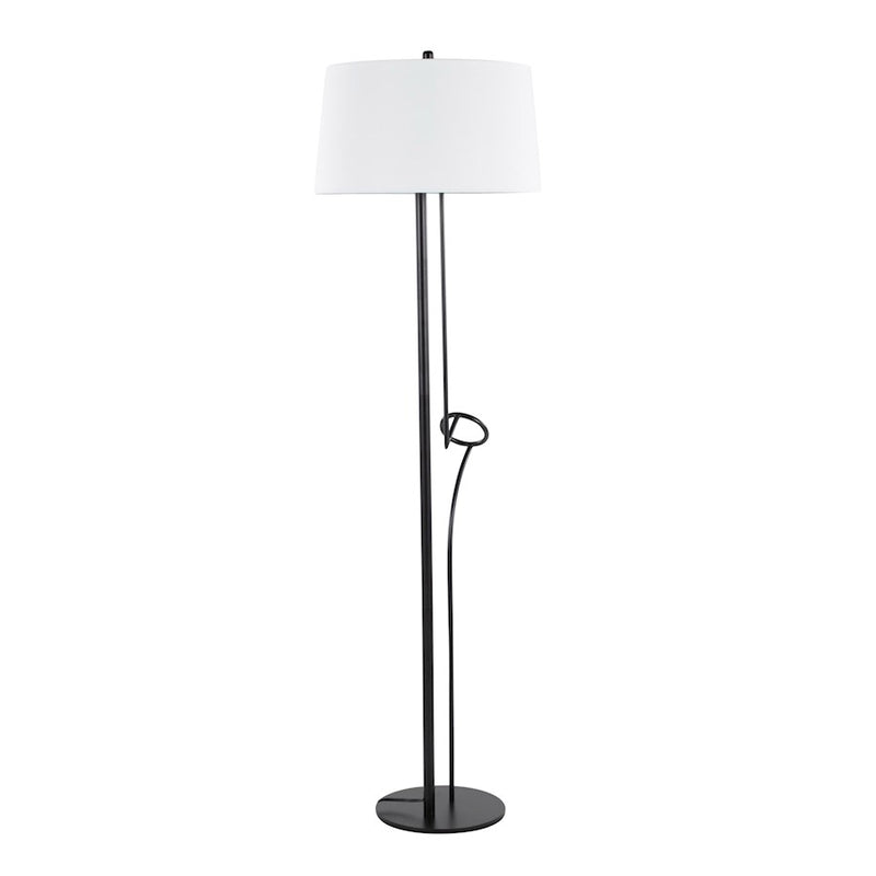 LumiSource Shadow Floor Lamp | Black Steel and White Linen | Living Room & Reading Corner | 20.5 x 20.5 x 67 in | Model LS-SHADOWBKW