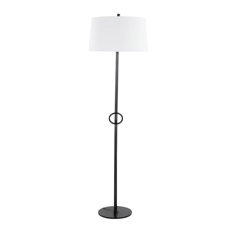 LumiSource Shadow Floor Lamp in Black Steel/White Linen