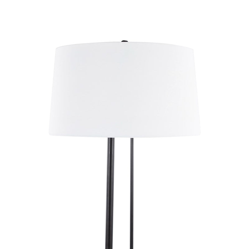 LumiSource Shadow Floor Lamp in Black Steel/White Linen