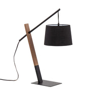 LumiSource Archer Table Lamp, Black/Walnut Wood/Black Linen - LTB-ARCHERBKWLBK