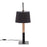 LumiSource Archer Table Lamp, Black/Walnut Wood/Black Linen