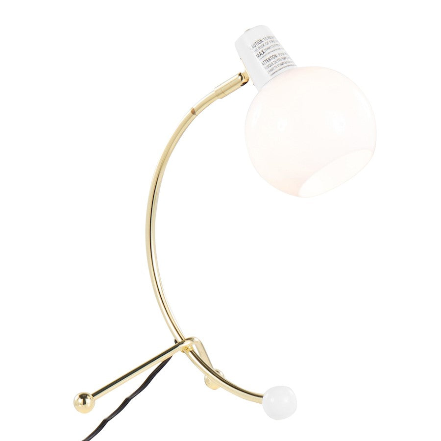 LumiSource Orb Eileen Task Lamp, Gold Metal/White Plastic - LTB-EILEENAUW