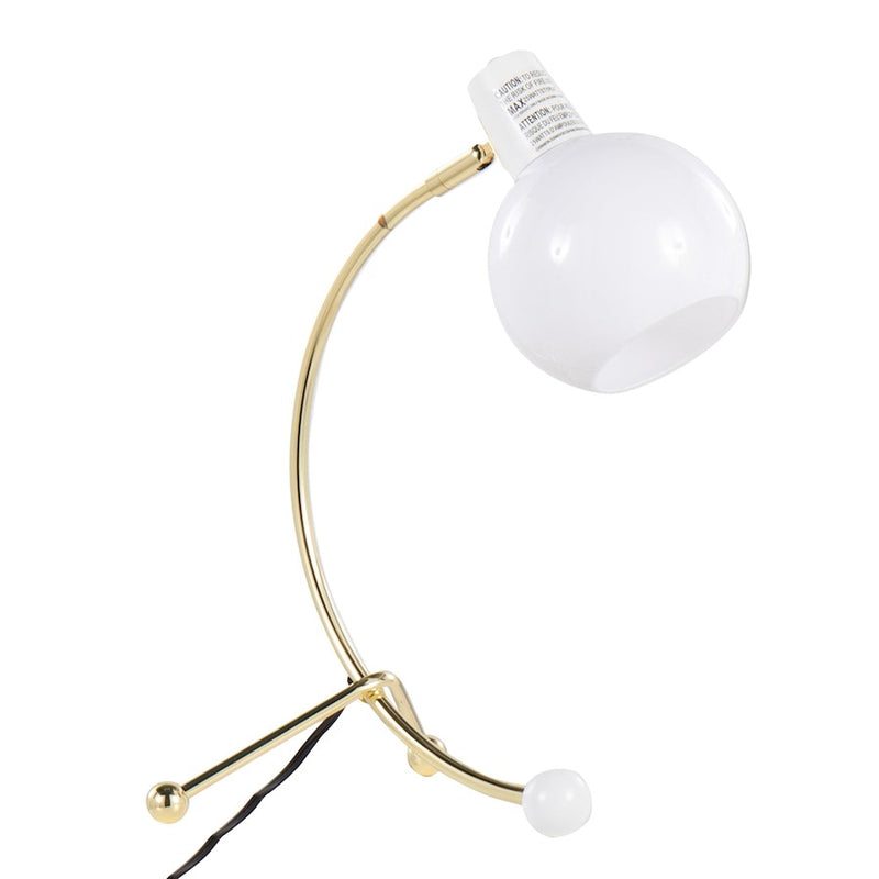LumiSource Orb Eileen Task Lamp | Gold Metal and White Plastic | Desk & Workspace | 9.75 x 12.5 x 17.5 in | Model LTB-EILEENAUW