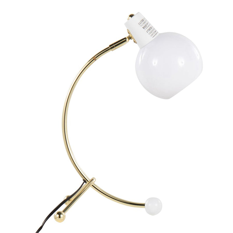 LumiSource Orb Eileen Task Lamp, Gold Metal/White Plastic