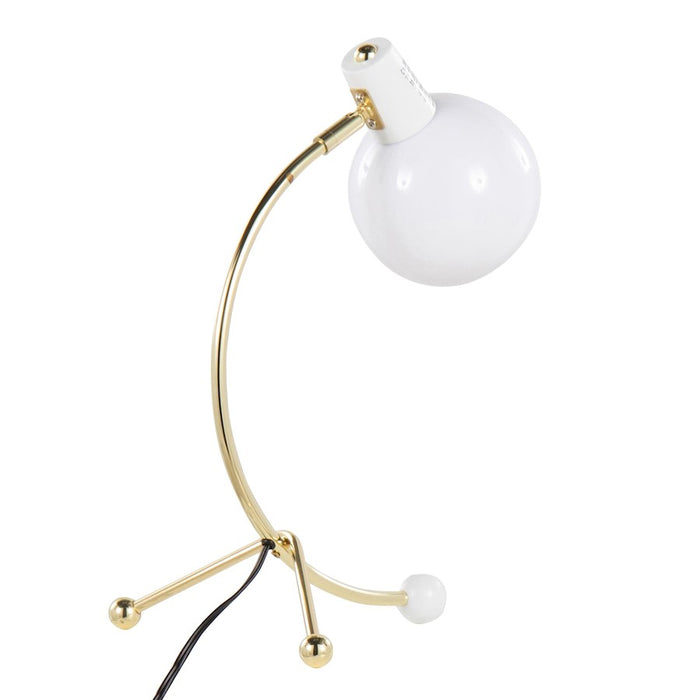 LumiSource Orb Eileen Task Lamp, Gold Metal/White Plastic