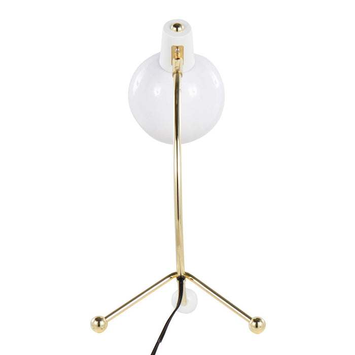 LumiSource Orb Eileen Task Lamp, Gold Metal/White Plastic