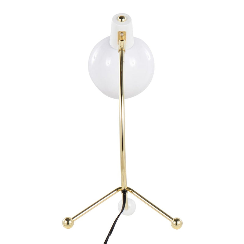 LumiSource Orb Eileen Task Lamp | Gold Metal and White Plastic | Desk & Workspace | 9.75 x 12.5 x 17.5 in | Model LTB-EILEENAUW
