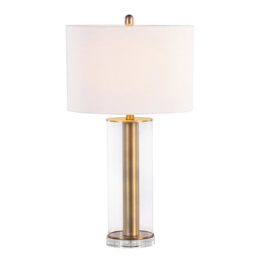 LumiSource Glacier Table Lamp, Gold/Clear/White Linen