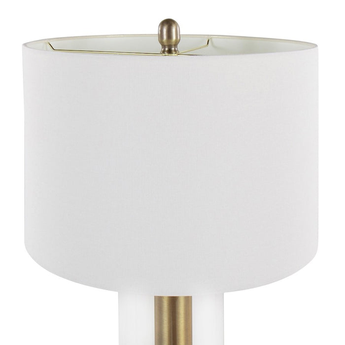 LumiSource Glacier Table Lamp, Gold/Clear/White Linen
