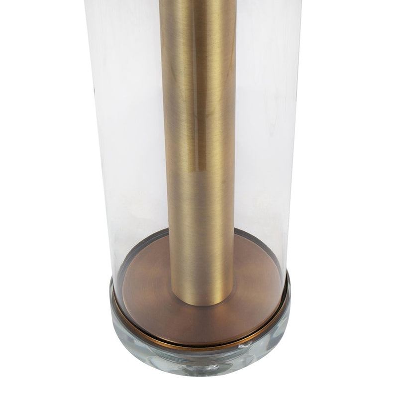 LumiSource Glacier Table Lamp, Gold/Clear/White Linen