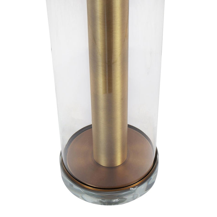 LumiSource Glacier Table Lamp, Gold/Clear/White Linen