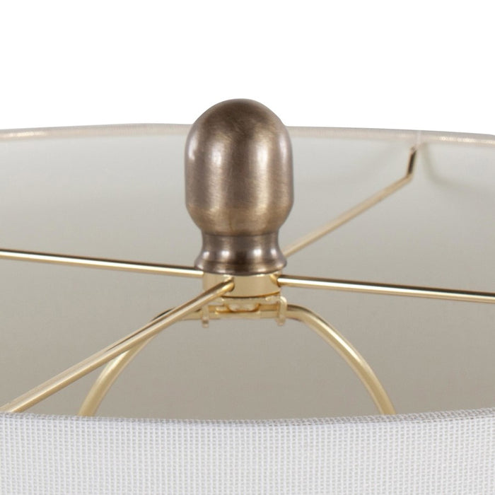 LumiSource Glacier Table Lamp, Gold/Clear/White Linen