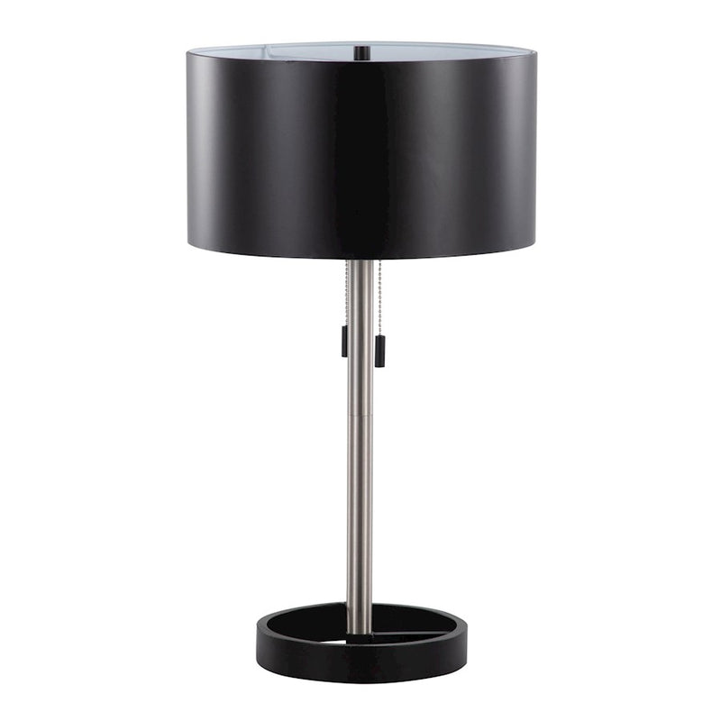 LumiSource Hilton Table Lamp in Nickel/Black Metal