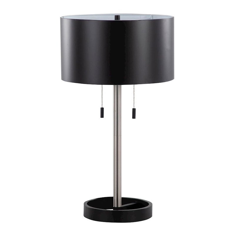 LumiSource Hilton Table Lamp in Nickel/Black Metal