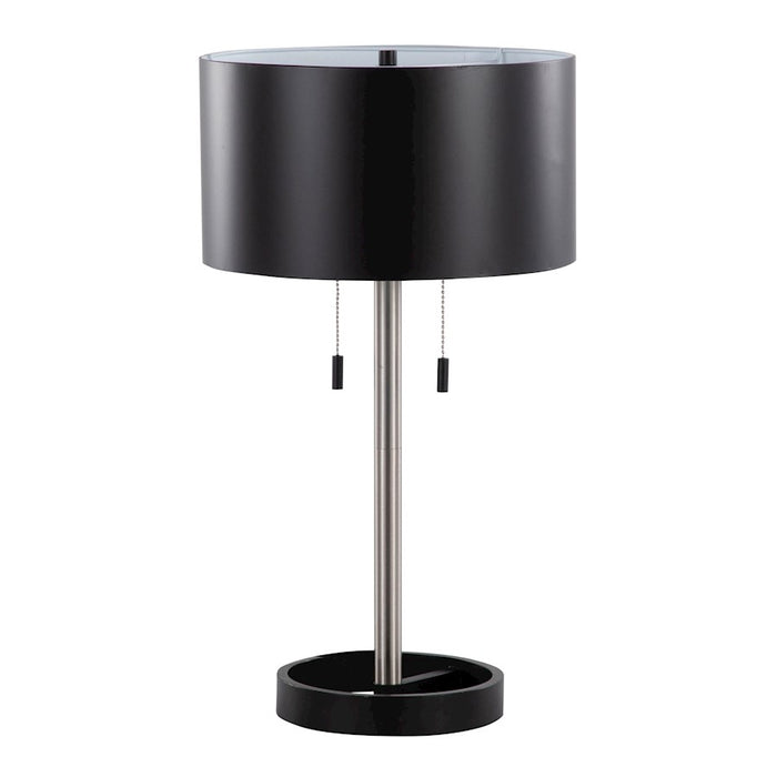LumiSource Hilton Table Lamp in Nickel/Black Metal