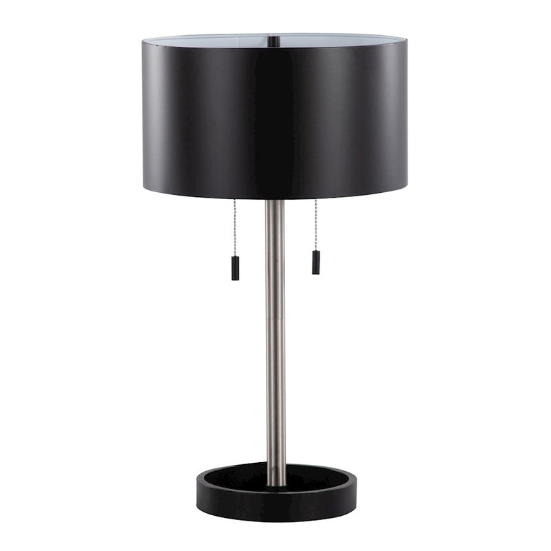 LumiSource Hilton Table Lamp in Nickel/Black Metal