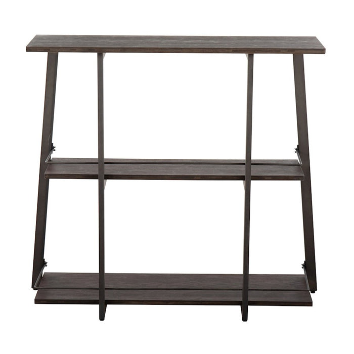 LumiSource Converge Bookcase in Antique Steel/Espresso Bamboo