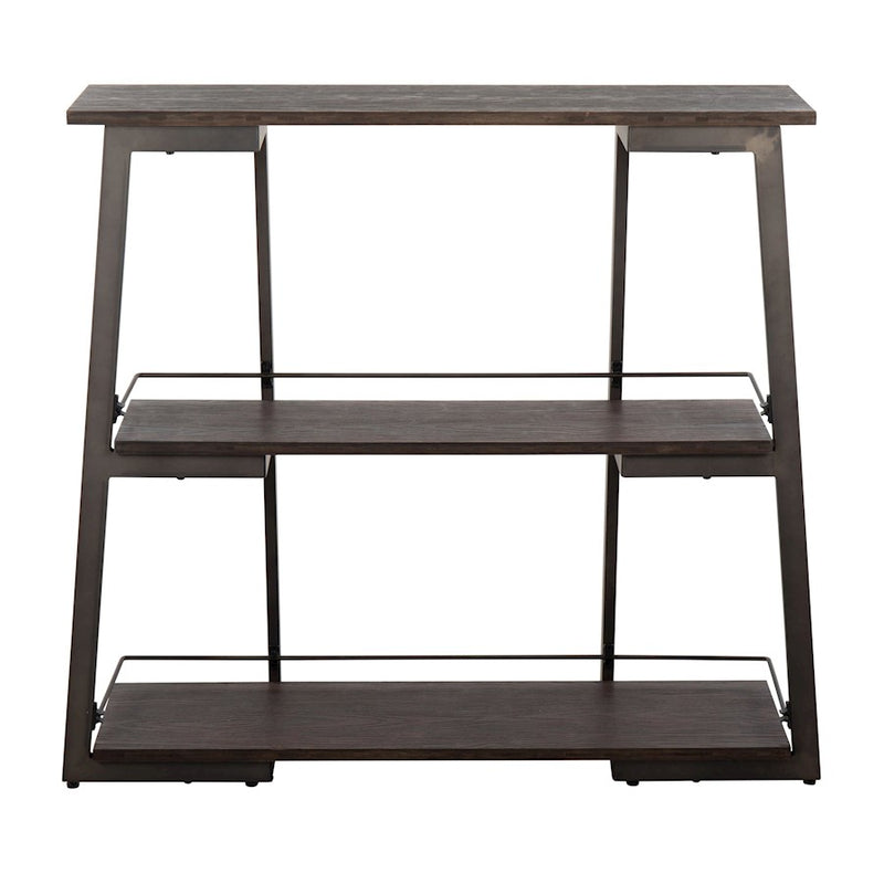 LumiSource Converge Bookcase | Antique Steel and Espresso Bamboo | Living Room & Home Office Storage | 13.25 x 46 x 41 in | Model OBC-CONVERGEANE