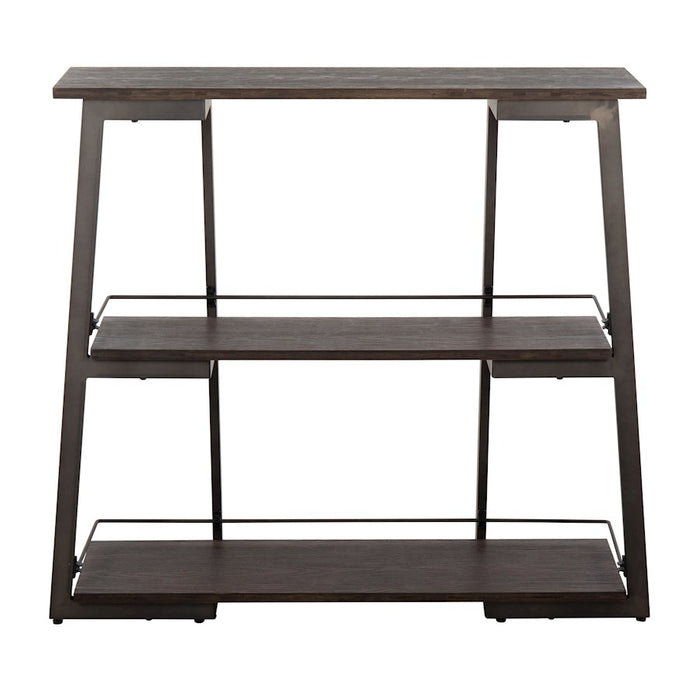 LumiSource Converge Bookcase in Antique Steel/Espresso Bamboo