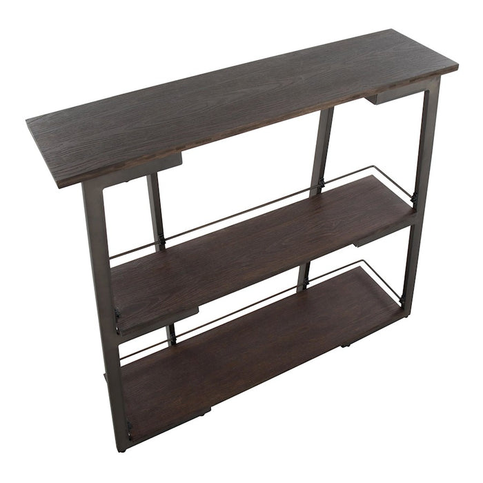 LumiSource Converge Bookcase in Antique Steel/Espresso Bamboo