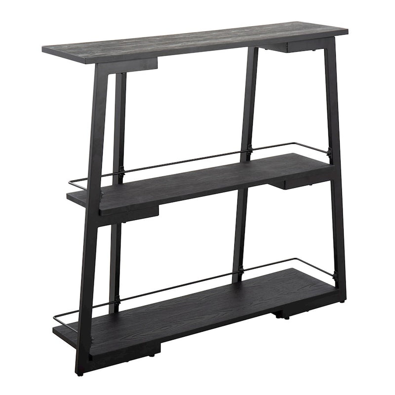 LumiSource Converge Bookcase | Black Steel and Black Bamboo | Living Room & Home Office Storage | 13.25 x 46 x 41 in | Model OBC-CONVERGEBKBK