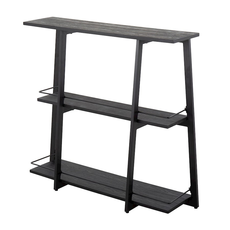 LumiSource Converge Bookcase | Black Steel and Black Bamboo | Living Room & Home Office Storage | 13.25 x 46 x 41 in | Model OBC-CONVERGEBKBK