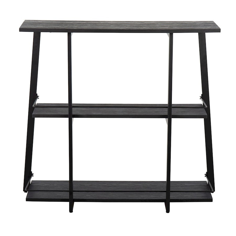 LumiSource Converge Bookcase | Black Steel and Black Bamboo | Living Room & Home Office Storage | 13.25 x 46 x 41 in | Model OBC-CONVERGEBKBK