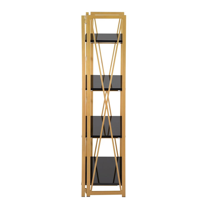 LumiSource Folia Bookcase in Gold Metal/Black MDF