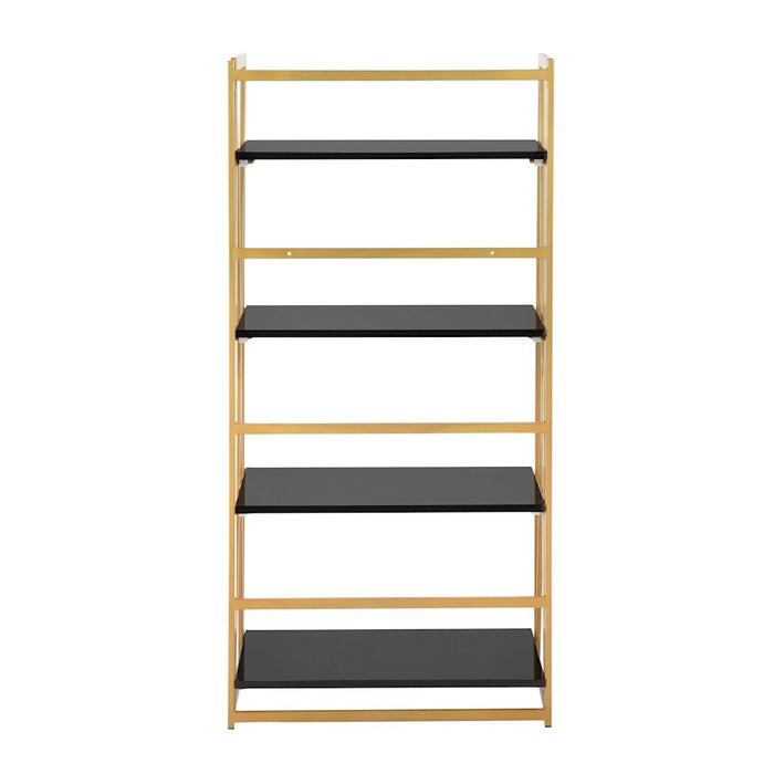 LumiSource Folia Bookcase in Gold Metal/Black MDF
