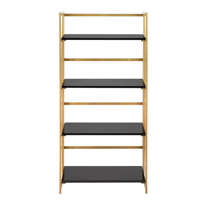 LumiSource Folia Bookcase in Gold Metal/Black MDF