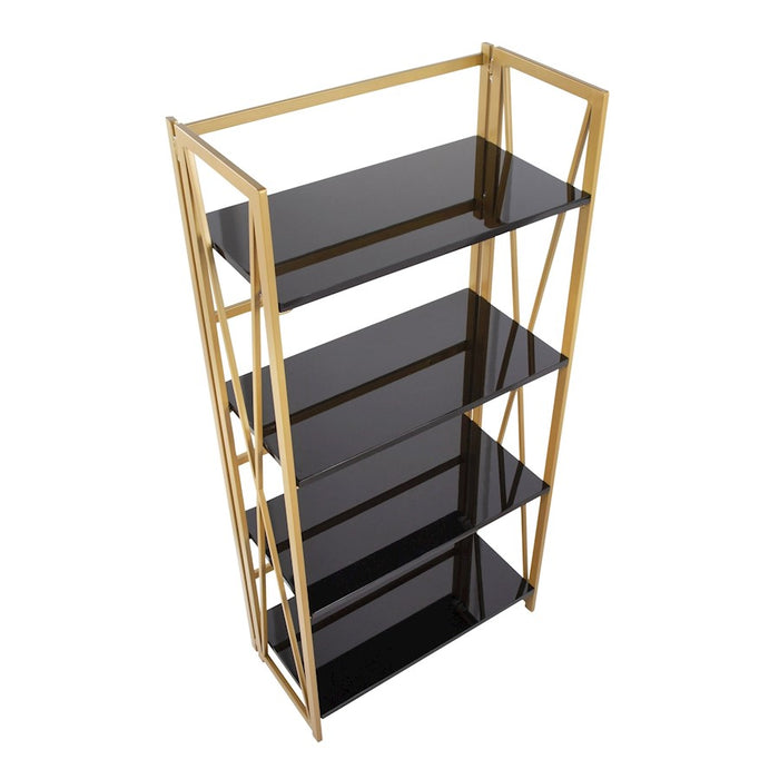LumiSource Folia Bookcase in Gold Metal/Black MDF