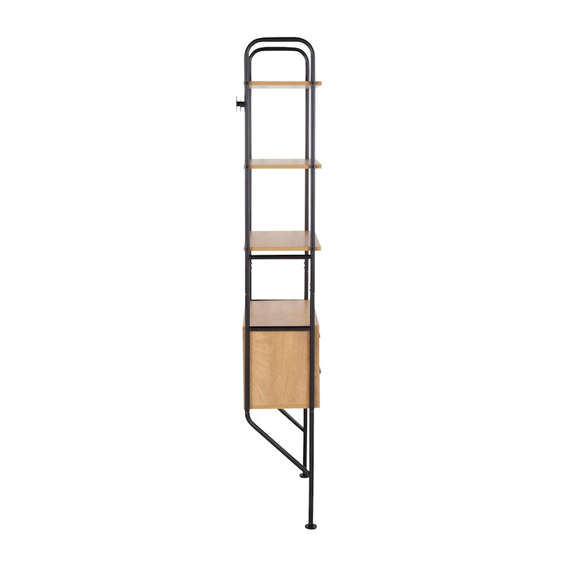 LumiSource Lean Bookcase in Black Metal/Brown Wood