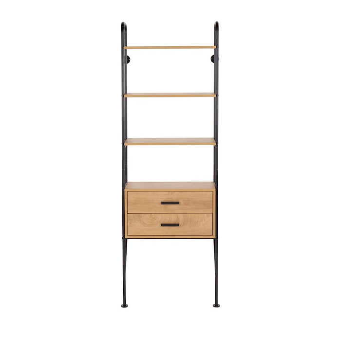 LumiSource Lean Bookcase in Black Metal/Brown Wood