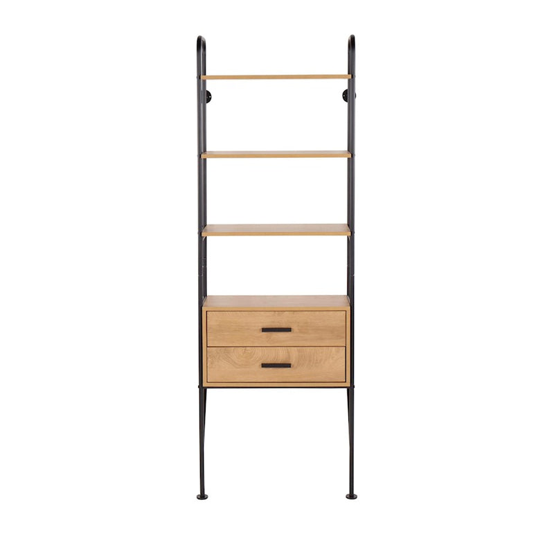 LumiSource Lean Bookcase | Industrial Black Metal & Brown Wood | Living Room & Home Office Storage | 13.5 x 25.5 x 74.75 in | Model OBC-LEANBKBN