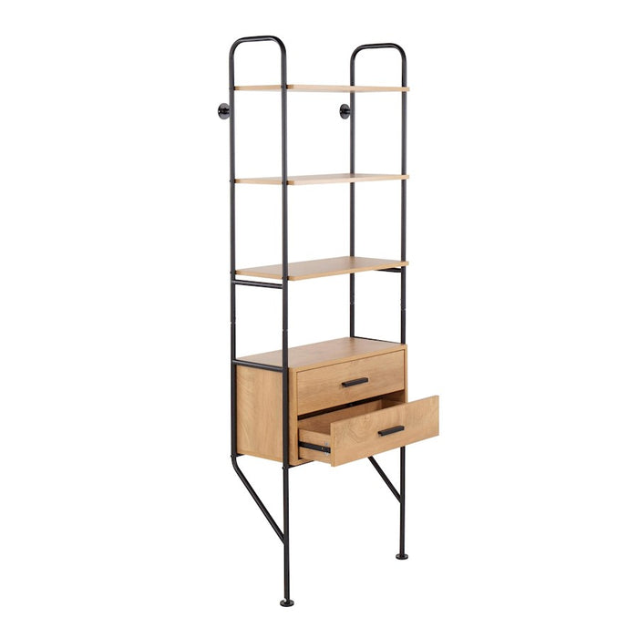 LumiSource Lean Bookcase in Black Metal/Brown Wood