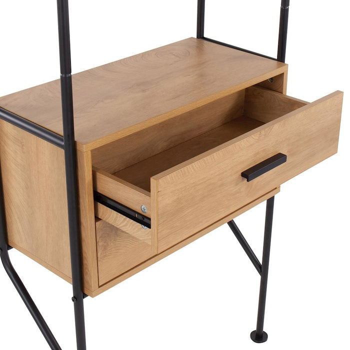 LumiSource Lean Bookcase in Black Metal/Brown Wood