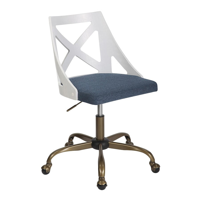 LumiSource Charlotte Task Chair, Copper/White/Blue - OC-CHARLOTWTXTBU