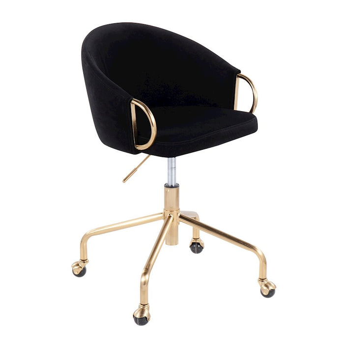 LumiSource Claire Task Chair in Gold Metal/Black Velvet - OC-CLAIREAUVBK