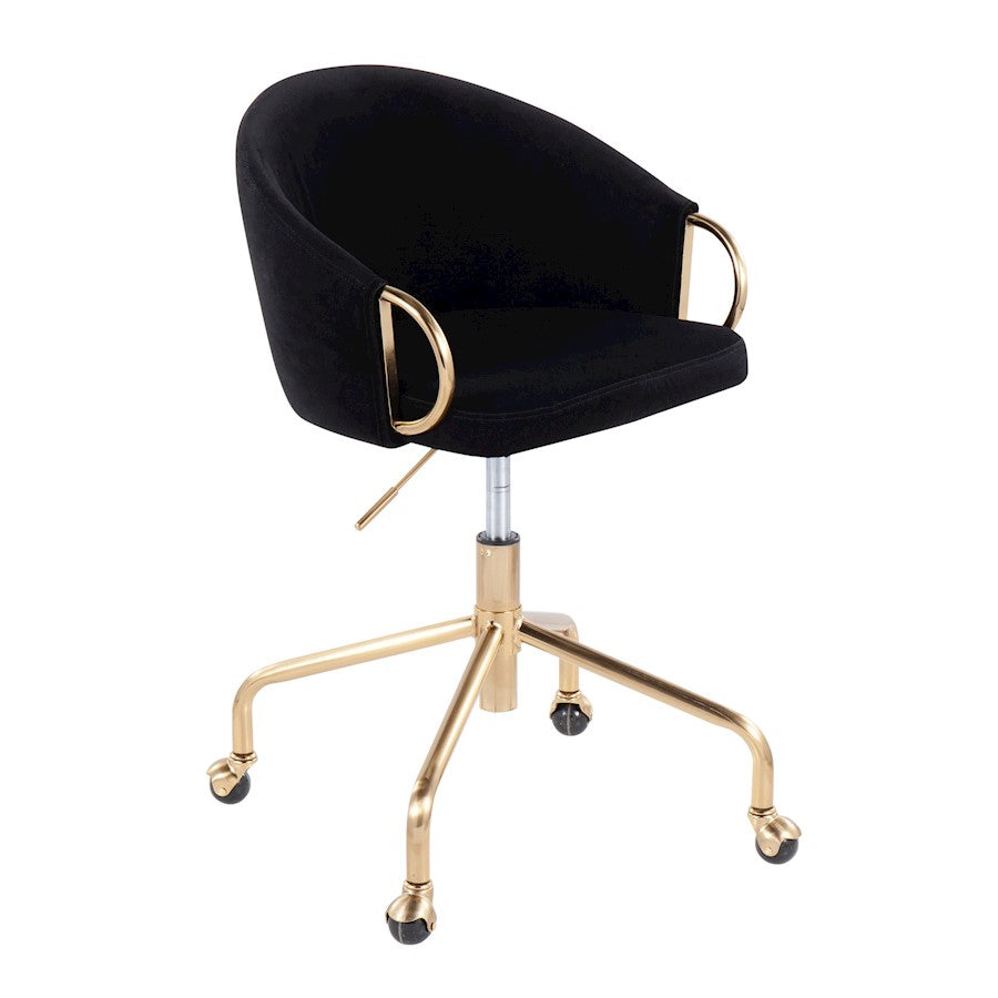 LumiSource Claire Task Chair in Gold Metal/Black Velvet - OC-CLAIREAUVBK