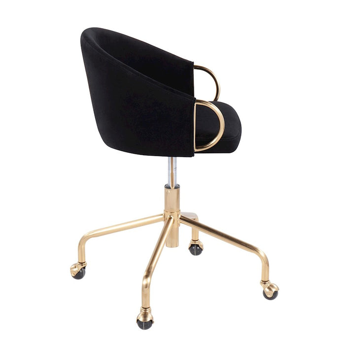 LumiSource Claire Task Chair in Gold Metal/Black Velvet