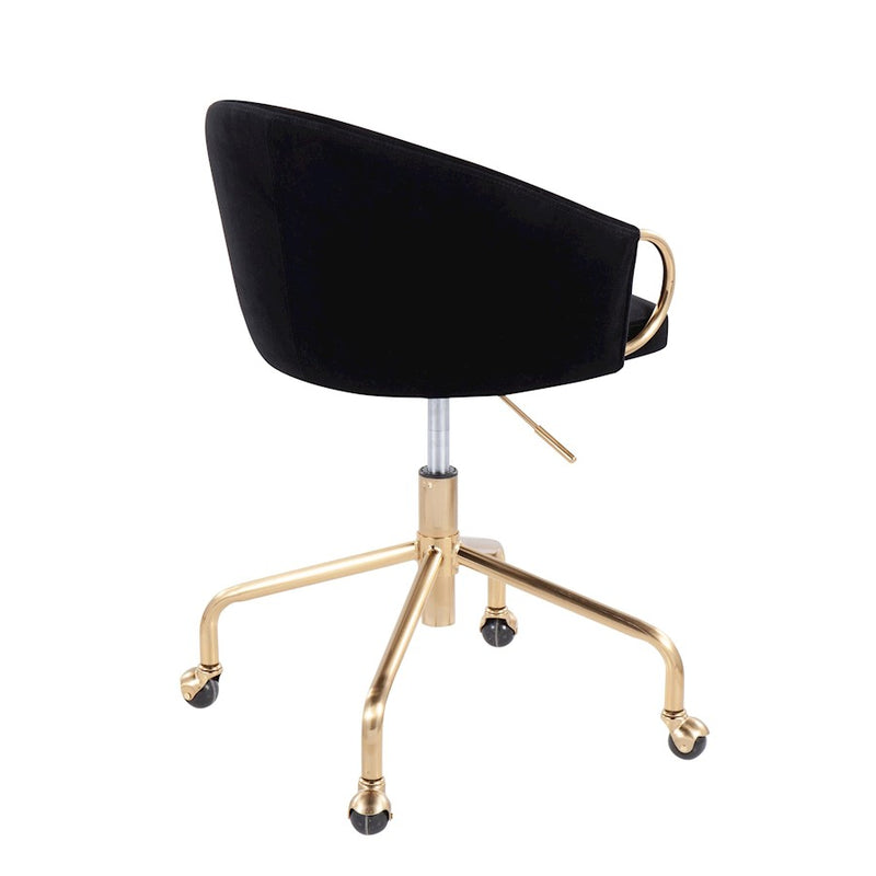 LumiSource Claire Task Chair | Glam Gold Metal & Black Velvet | Home Office & Vanity Desk Chair | 27 x 27 x 29 in | Model OC-CLAIREAUVBK