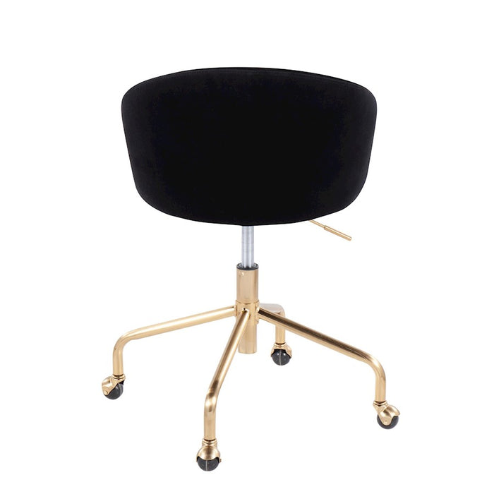 LumiSource Claire Task Chair in Gold Metal/Black Velvet
