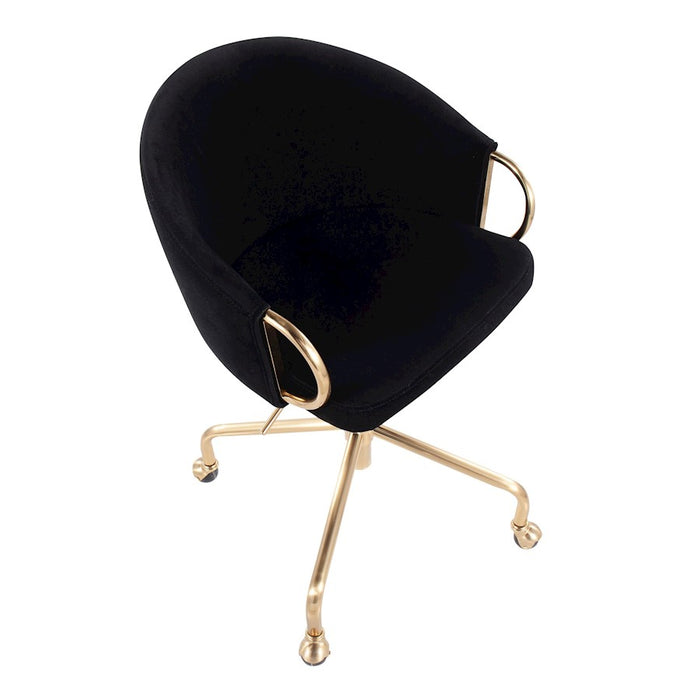 LumiSource Claire Task Chair in Gold Metal/Black Velvet