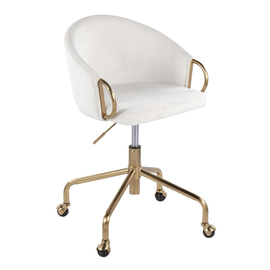 LumiSource Claire Task Chair in Gold Metal/Cream Velvet - OC-CLAIREAUVCR