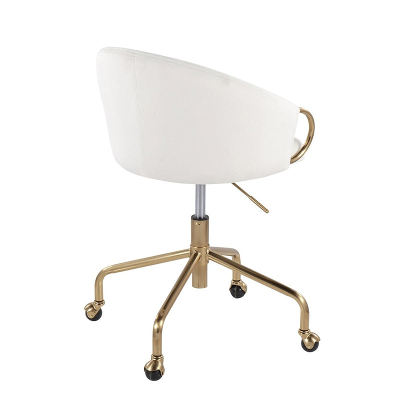 LumiSource Claire Task Chair in Gold Metal/Cream Velvet