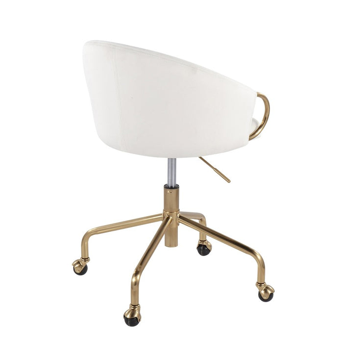 LumiSource Claire Task Chair in Gold Metal/Cream Velvet