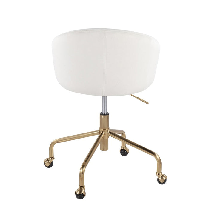 LumiSource Claire Task Chair in Gold Metal/Cream Velvet