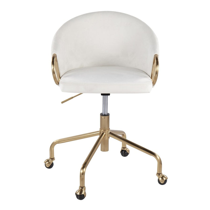 LumiSource Claire Task Chair in Gold Metal/Cream Velvet