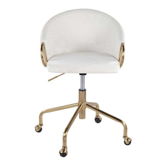 LumiSource Claire Task Chair in Gold Metal/Cream Velvet